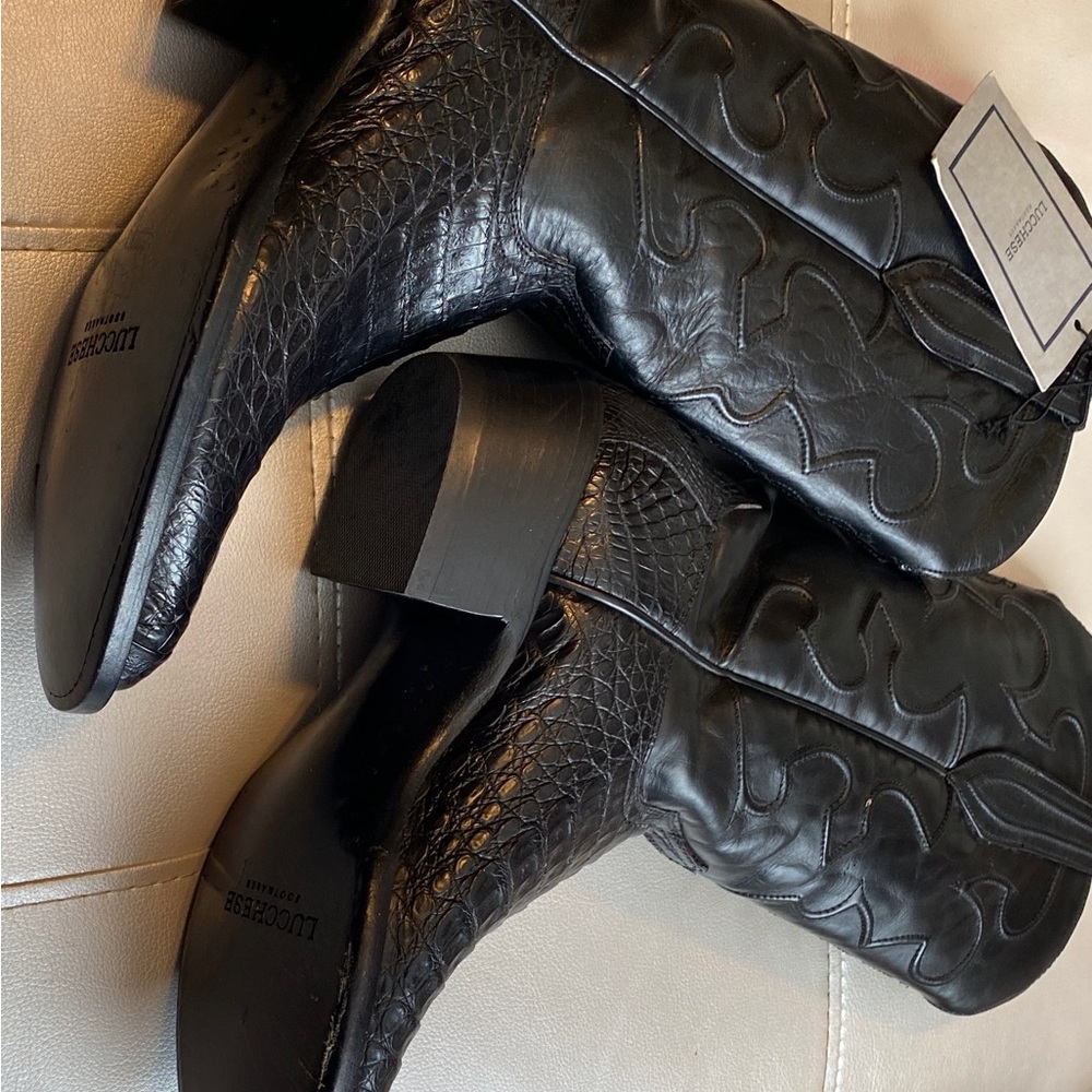 Lucchese boot maker black caiman alligator 8.5 EE new box. Never worn New New.